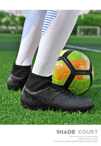 New Men Sport Soccer Shoes Training Boys Football Boots Outdoor Adult Long Spikes Non Slip Cleats Breathable Match Comfortable