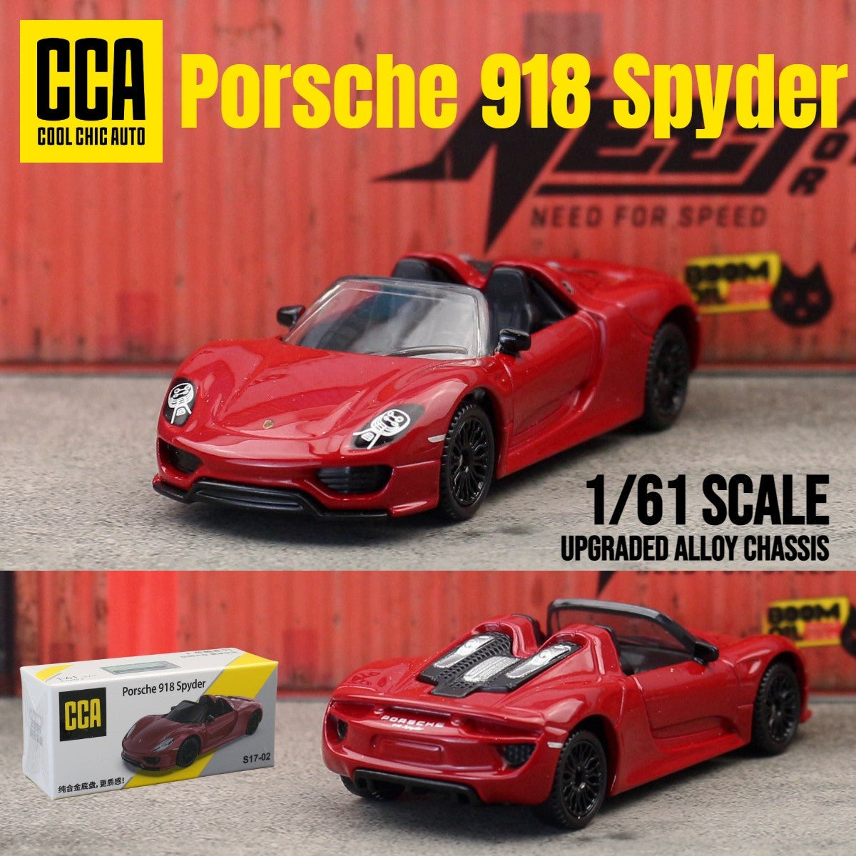 1/61 Porsche 918 Spyder Brinquedo Carro Modelo CCA MSZ 1:64 Miniatura Fundida Coleção Rodas Livres Adequado para Hot Wheels Presente Criança