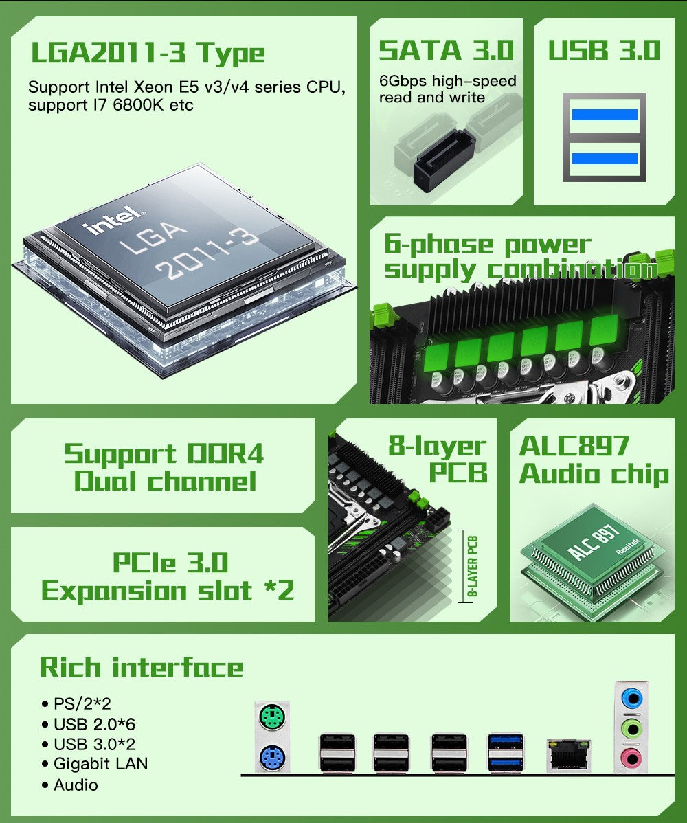 Placa-mãe MACHINIST X99 X99 PR9 Suporte LGA 2011-3 Intel Xeon E5 V3&V4 CPU DDR4 RAM Slot SATA/NVME M.2