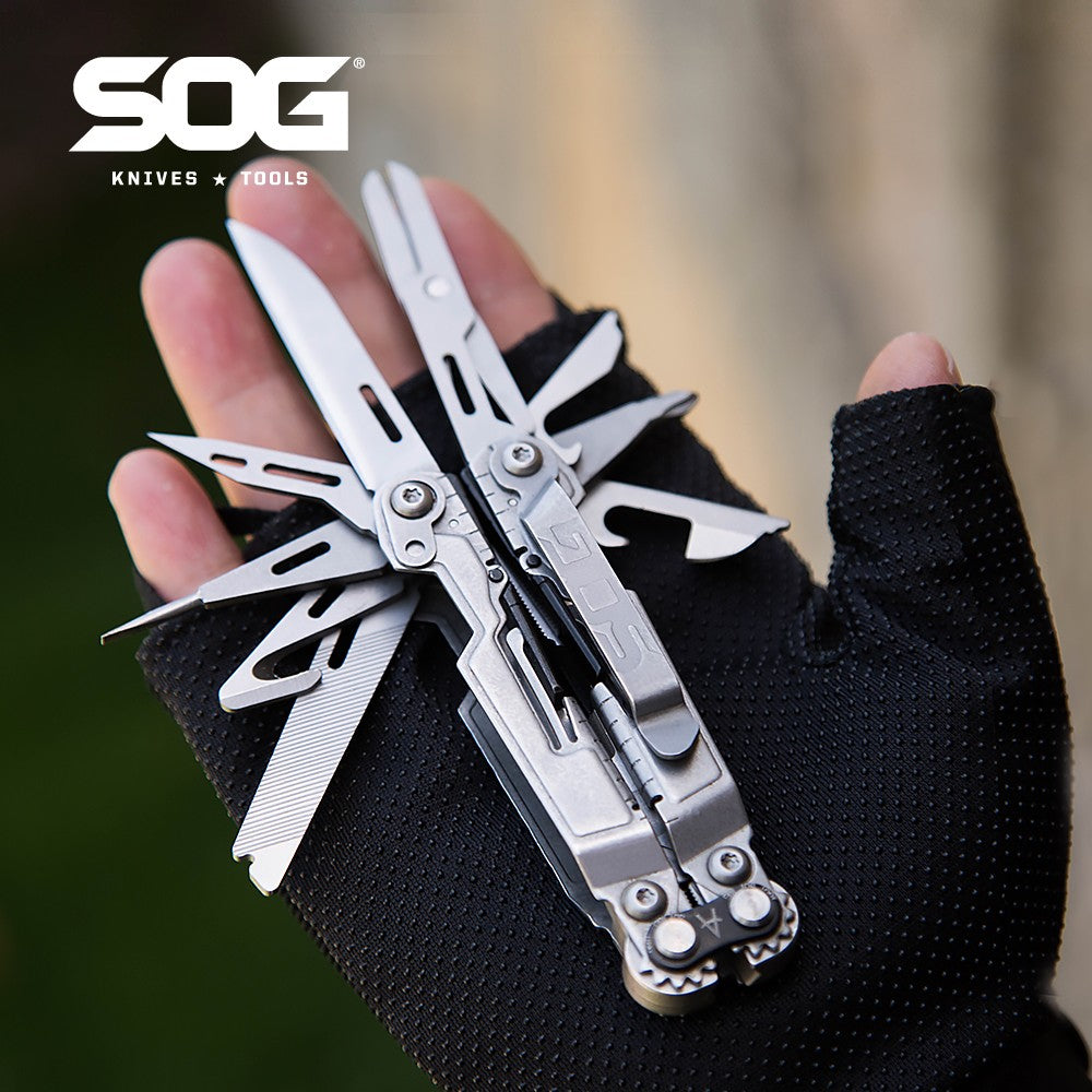 SOG PowerPint Ferramenta Múltipla Tática 18 em 1 com Alicate Dobrável e Faca - Equipamento EDC Compacto para Acampamento ao Ar Livre, Sobrevivência e Caminhada