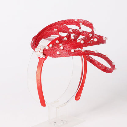 FS Rosa Marinho Coquetel Fascinators Chapelaria Chapéus De Casamento De Luxo Com Pérola Falsa Chapéu De Igreja Para Mulheres Elegante Chapeau Femme