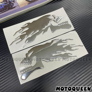 3D Flame Skull Head Vintage Motorcycle Car Styling Label Emblem Gas Fuel Tank Pad Helmet Decor Decals Stickers For Harley BMW