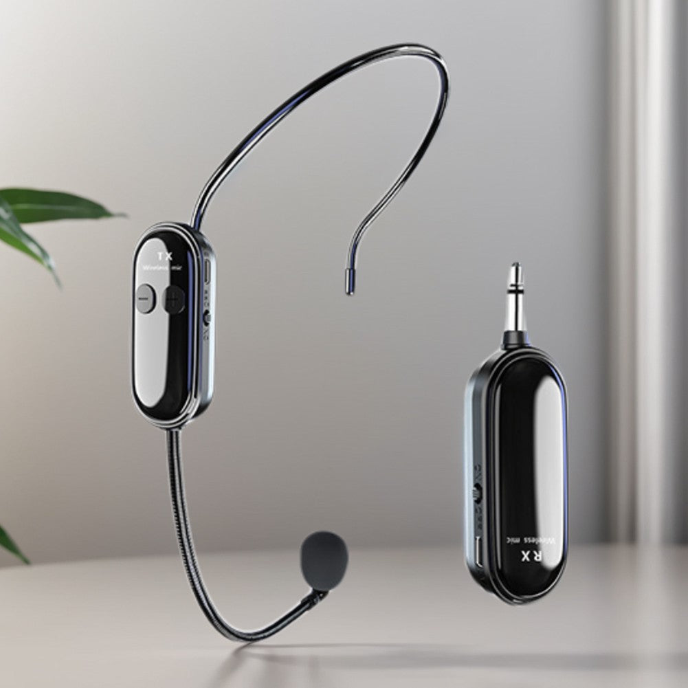 2.4G Head-mounted Wireless Lavalier Microphone Set Transmitter Long Range Mic System Headset Mic for Teaching Stage Performers