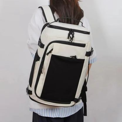 Mochila Unissex Estilo Executivo Moderno Grande Espaço Multifuncional Adequada para Malas de Rodinha Viagens Curtas Bolsa de Ombro Expansível