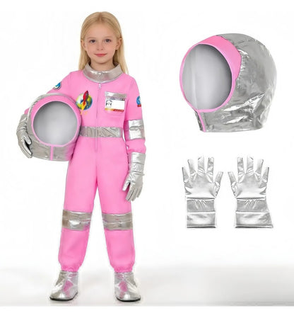 Cosplay Costume Pink Astronaut Height100-150 Pop Space-Themed Dress-Up Outfits Space Explorer Role-Play Jumpsuit Park Performanc
