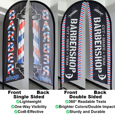 Barber Shop Feather Flag 11FT Barbershop Sign Outside Windless Banner Feather Swooper Flag for Shop Advertising Business Outdoor