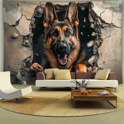 3D Wolf Dog Breakthrough Wall Tapestry-Suitable for Living Room, Bedroom, Dormitory Decorative Wall Art Hanging Cloth