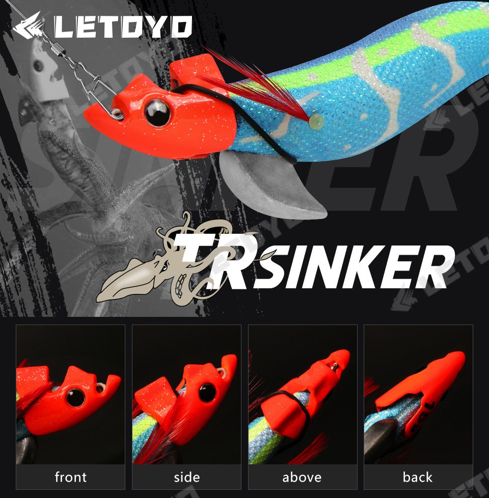LETOYO 2PCS EGI Luminoso para ponta de corrida isca de lula TR Sinker peso eging para Polvo Tinta Choco acessórios de pesca marítima