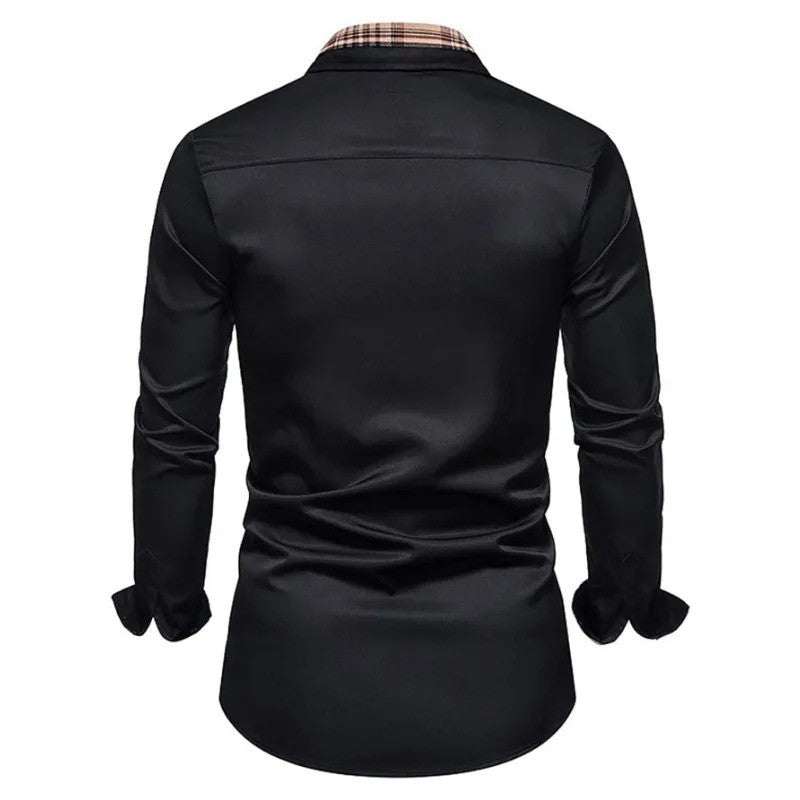Bolubao Men Brand New Shirt Fashion Smart Casual Business Four Season Long Sleeve Black Male Elastic Shirt