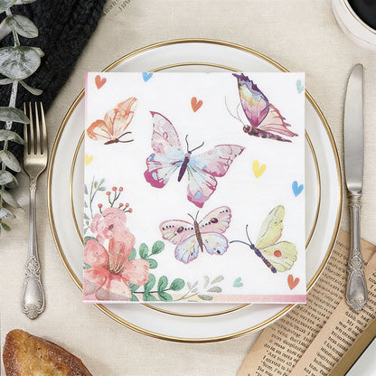 20 colored printed butterfly napkins per pack, disposable napkins for hotel parties, wedding anniversaries