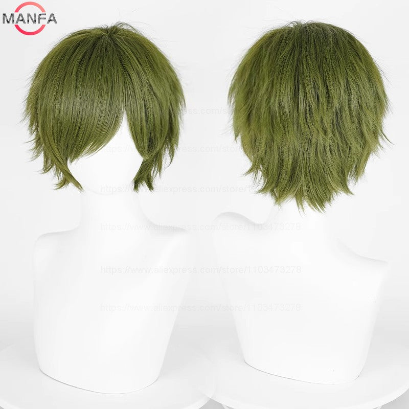 Anime 30cm Curta Reta Peruca Cosplay Preto Branco Verde Marrom Roxo Azul Cinza Vermelho Dourado Homens Mulheres Cabelo Sintético Resistente ao Calor