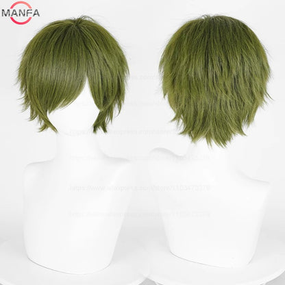 Anime 30cm Curta Reta Peruca Cosplay Preto Branco Verde Marrom Roxo Azul Cinza Vermelho Dourado Homens Mulheres Cabelo Sintético Resistente ao Calor