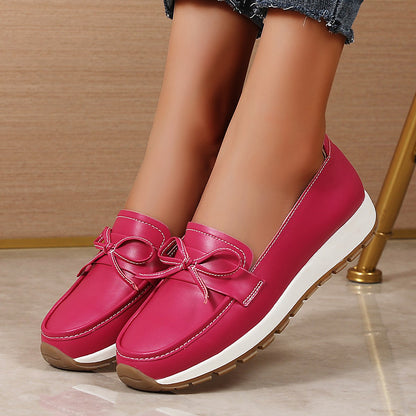 Genuine Leather Women Flats Fashion Casual Women Shoe Moccasins Shoes Woman Slip on Flat Shoes Black Ladies Shoes Plus Size