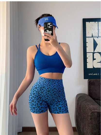 Women's Leopard Print High-Waisted Biker Shorts-Peach Butt-Lifting,Slim-Fit,Quick-Drying,Stretchy for Running,Yoga & Fitness