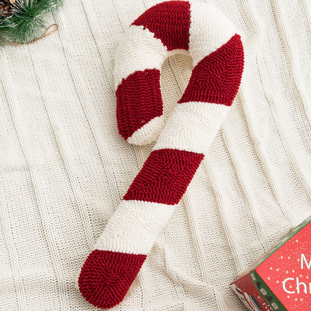 Christmas Candy Pillow with Stuffing Fluff Knitted Throw Pillow for Car Sofa Bedroom Decorating