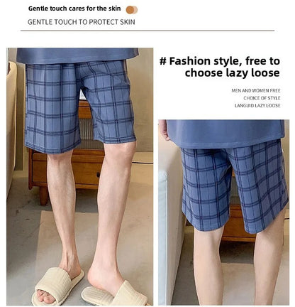 Summer Men's Loose Fit Short Pants Thin Cotton Sporty Comfortable Five-Point Home Leisure Pants Outerwear Big Size Sleepwear