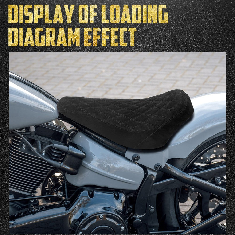Assento Solo Dianteiro de Couro com Perfil Baixo e Costura em Diamante para Motocicleta Harley Softail Breakout FXBR Rocker FXCW 2008-2017
