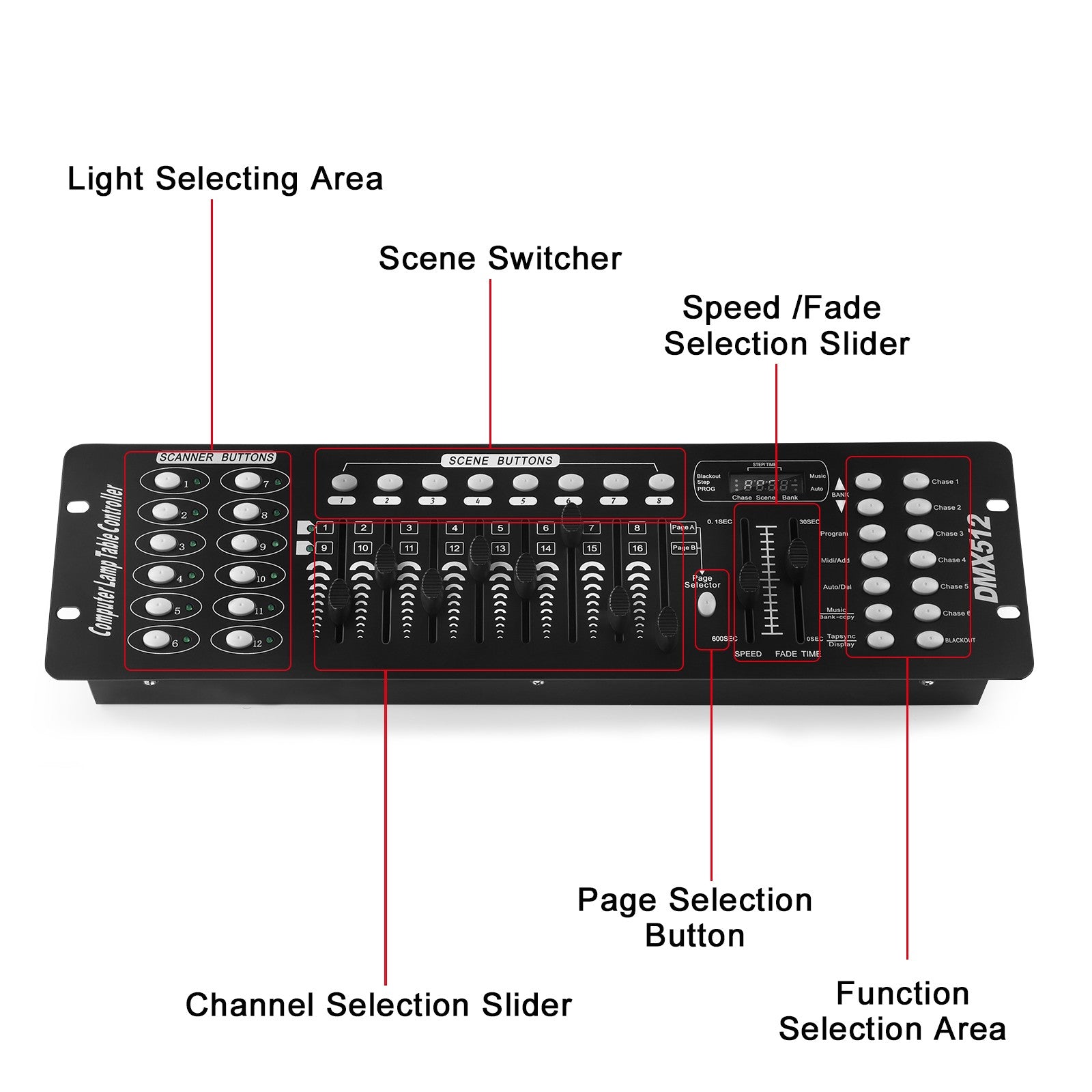 U`King DMX 512 Controller 192 Channel DMX Console Stage Light Console For Party DJ Disco Lights Show Night Club