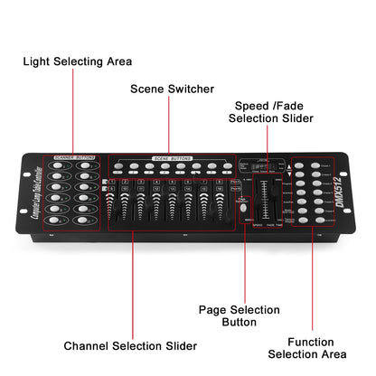 U`King DMX 512 Controller 192 Channel DMX Console Stage Light Console For Party DJ Disco Lights Show Night Club