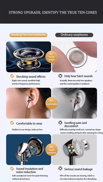 Fones de ouvido com fio USB tipo C 3,5 mm fones HiFi estéreo graves com controle de volume intra-auriculares para Samsung Galaxy iPhone Huawei Xiaomi