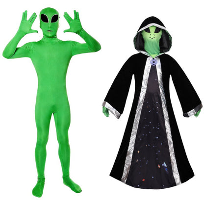 ET Alien Cosplay Costume Zentai Jumpsuit ET Universe Lord Costume Evil Horror Scary Mask Halloween Carnival Mask Set
