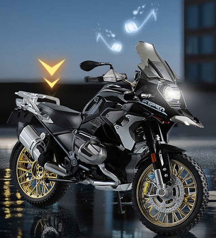 1:10 R1250GS Adventure Moto de Liga Leve Die Cast Modelo de Veículo Coleção Som e Luz Off Road Motocicleta Brinquedos Carro