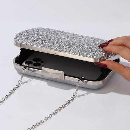 Luxury Elegant Sequined Clutch Bag Trendy Glitter Diamonds Metal Buckle Evening Bag Wedding Clutch Handbag Shoulder Bag Chain
