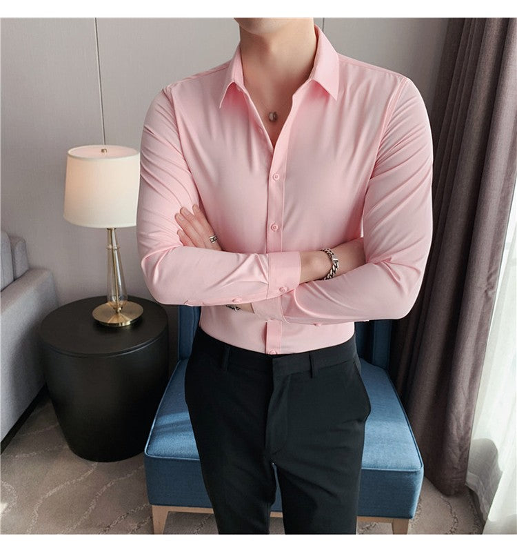 Plus Size S-7XL High Quality Men Dress Shirt 2024 Autumn Long Sleeve Solid Business Slim Shirts Homme Dress Social Casual Shirt