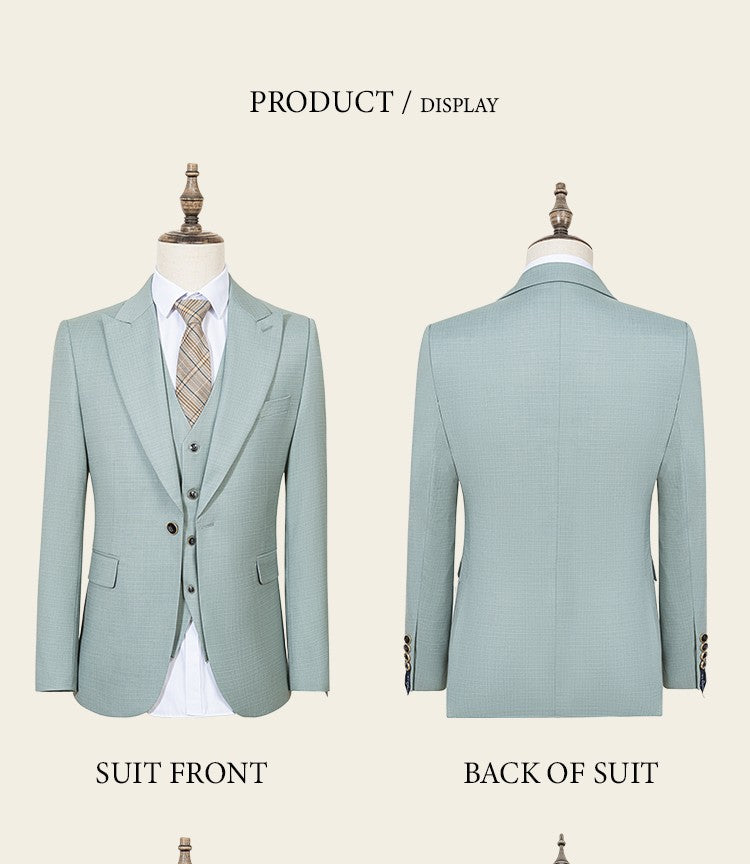 ST Cassy High Quality Men's Suit Summer thin Green  Slim Fit Formal Business Office Men's Suits?jacket+Vest+Pants?