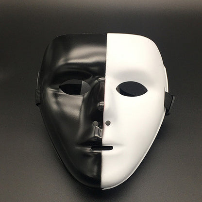Halloween Props Masquerade Performance Full Face Mask Hand-painted White Street Dance Adult Eye Mask Death Clown Black Gold