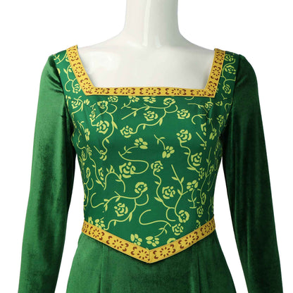 Anime Princess Green Dress Fiona Dress Shrek Cosplay Costume Halloween Fancy Fantasy Party Suit Roleplay for Adult Woman