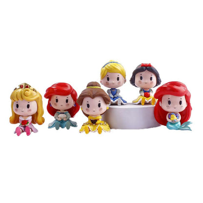 6 Peças / Conjunto Boneca Princesa Desenho Animado em Vinil Versão Fofa Bonecos de Ação Coleção de Brinquedos Modelo de Enfeite