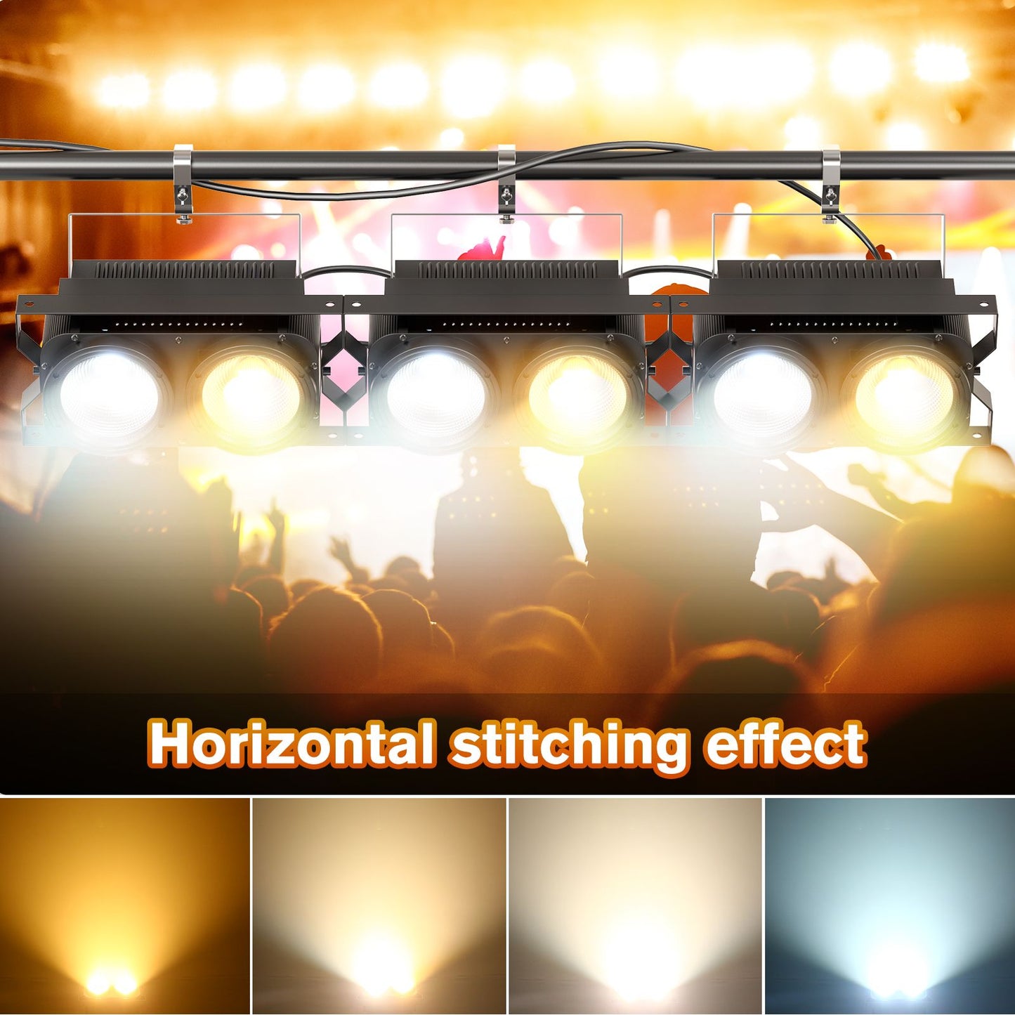 U'King 4PCS 200W LED 2IN1 COB Par Light DMX Cool&Warm White Lighting Stage Light 2 Eyes LED Blinder Light for DJ Party Wedding
