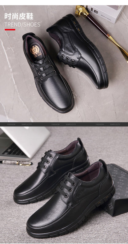 Sapatos Masculinos de Couro Feitos à Mão, Sapatos Sociais Casuais e de Negócios Minimalistas, Modernos, com Cadarço, para Pais de Meia-Idade