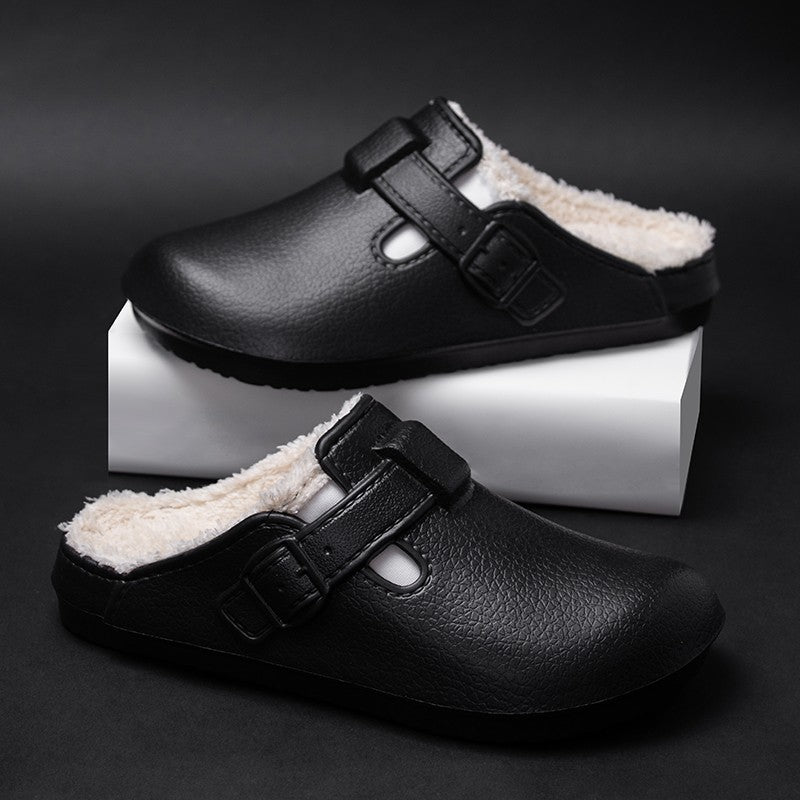 Men Plush Lined Outdoor Anti-slip Garden Shoes Warm Fuzzy Slippers For Women Winter New Cotton Slippers Fuzzy Home Slides