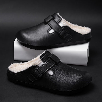 Men Plush Lined Outdoor Anti-slip Garden Shoes Warm Fuzzy Slippers For Women Winter New Cotton Slippers Fuzzy Home Slides