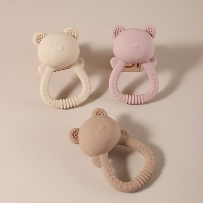 Hot sale cute bear baby rattle  silicone teether 0-1 year toy
