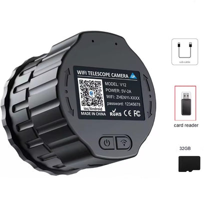 Câmera Ocular Eletrônica Wifi Digital 2,0 Polegadas TFT Foto Vídeo Ocular Ótico Gravador Telescópio para Observação de Pássaros