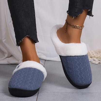 Platform Fluffy Slippers Women House Plush Fashion Designer Winter Shoes Ladies Flats Warm Home Casual Footwear Elegant Big Size
