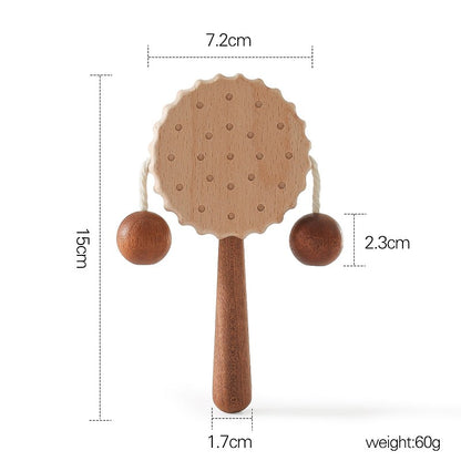 1pc Wooden Montessori Toy Hand bell Toy Baby Mobile Musical Rattle Toy Children Stroller Classic Educational Toys Kid Gifts