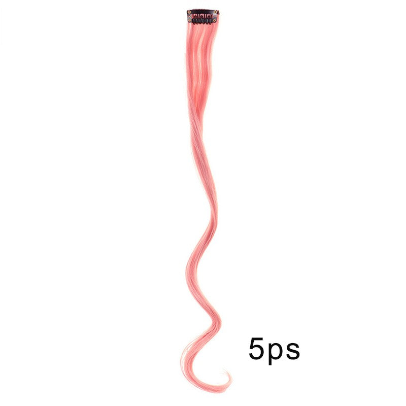 5pcs Colorful Curly Wavy Hair Extensions 18 inch Synthetic Wave Clip-In Hairpieces for Women Cosplay Christmas & New Year Gifts