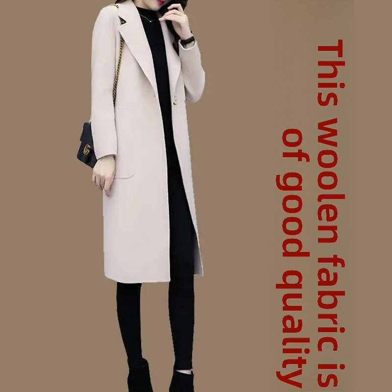 Plus Size Ladies Thickened Winter Coat Long Open-Front Woolen Jacket Loose Fit plus Size Fashionable Autumn Winter Korean Sty...