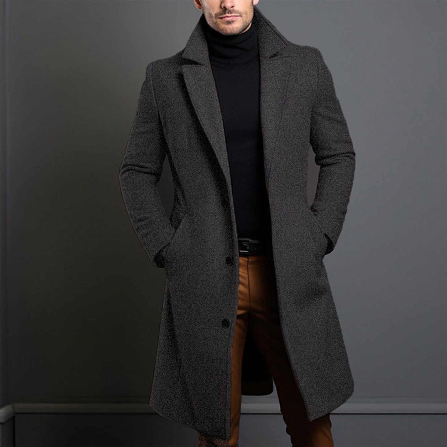 Men Winter Autumn Overcoat Classic Lapel Overcoat Business Outerwear n Formal Daily Wear