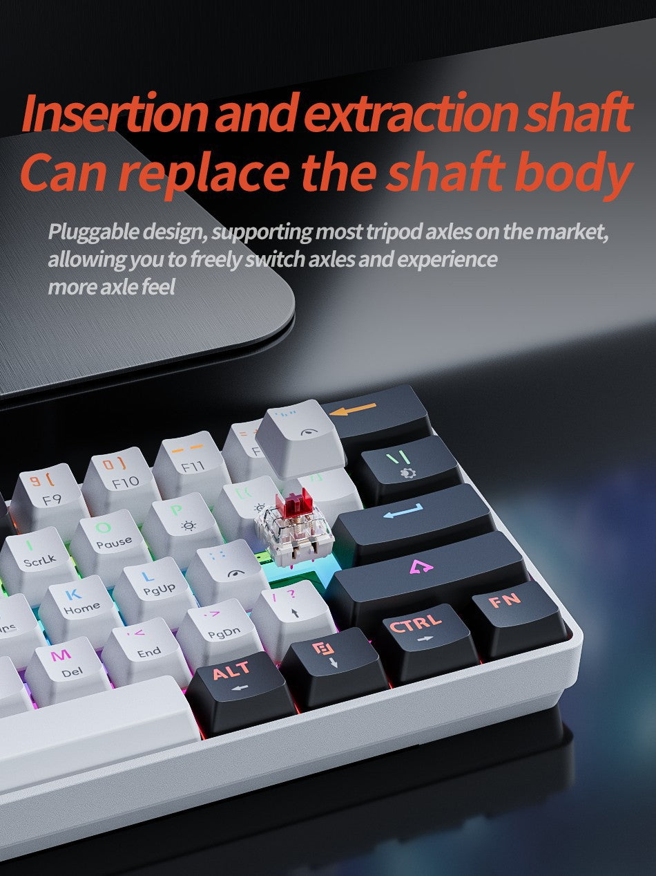 MUCAI MK61 RGB backlit esports gaming mechanical keyboard with red axis wired detachable cable USB interface hot swappable