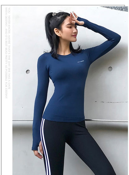 Fitness Tops Women Tight Sports Long Sleeve Yoga Clothing Running Training Clothes Gym Workout Shirt Comfortable Training Cloth