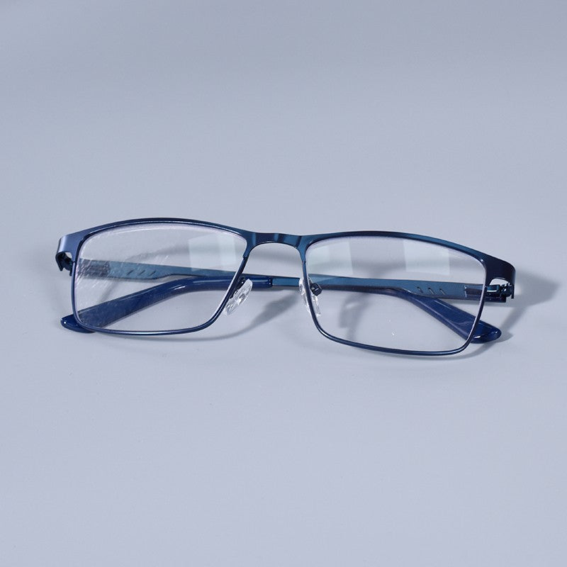 Homens Quadrados Metal Armação Grande Leitura Dobradiça de Mola Óculos de Presbiopia Bloqueio de Luz Azul Proteção Ocular Óculos +75+125+175+4