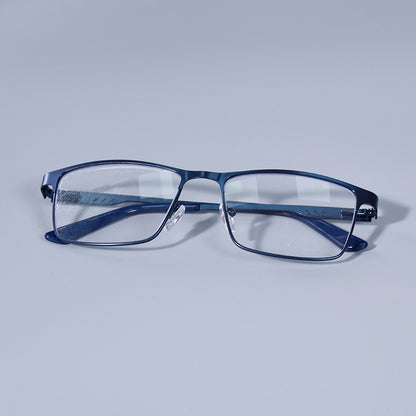 Homens Quadrados Metal Armação Grande Leitura Dobradiça de Mola Óculos de Presbiopia Bloqueio de Luz Azul Proteção Ocular Óculos +75+125+175+4