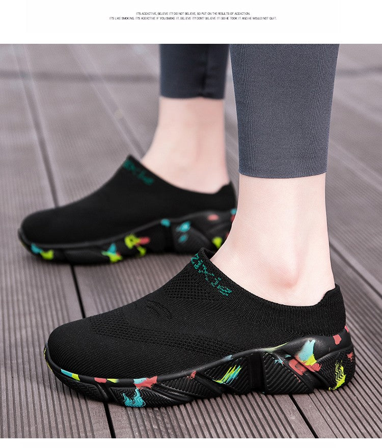 Men And Woman Sneakers Couples Slip On Half Shoes Comfortable Ankle Sock Shoes Increase Height Casual Shoes Size 35-47
