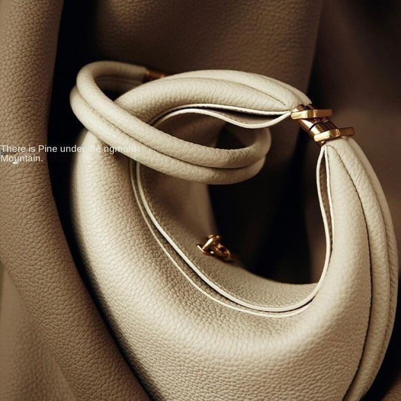 Songmont Crescent Bag Genuine Leather Mini For Women Sweet Style Magnetic Closure casual versatile pine crescent bag