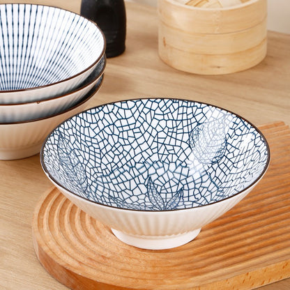 Tigela de chapéu japonesa e coreana de 8 polegadas Tigela de macarrão instantâneo vermelha de cerâmica para casa Tigela de sopa grande tigela de chifre cor sob esmalte